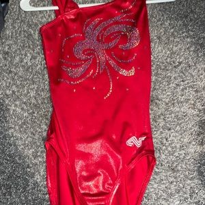 Red gymnastics leotard alpha factor